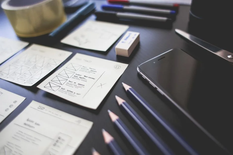 Un espace de travail élégant avec un ordinateur portable et des écrans affichant un logiciel de design.